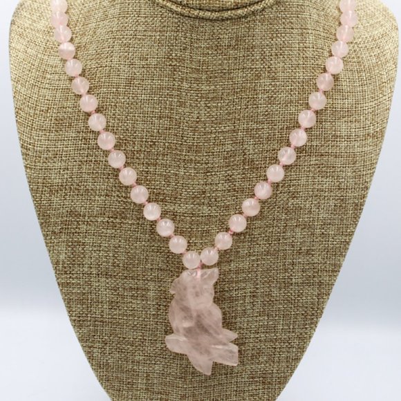 Chinese Jade Bead Necklace With Jade Bird Pendant - Picture 1 of 7